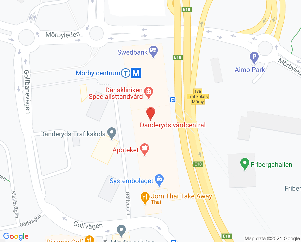 Karta till Mama Mia Danderyd Barnmorskemottagning