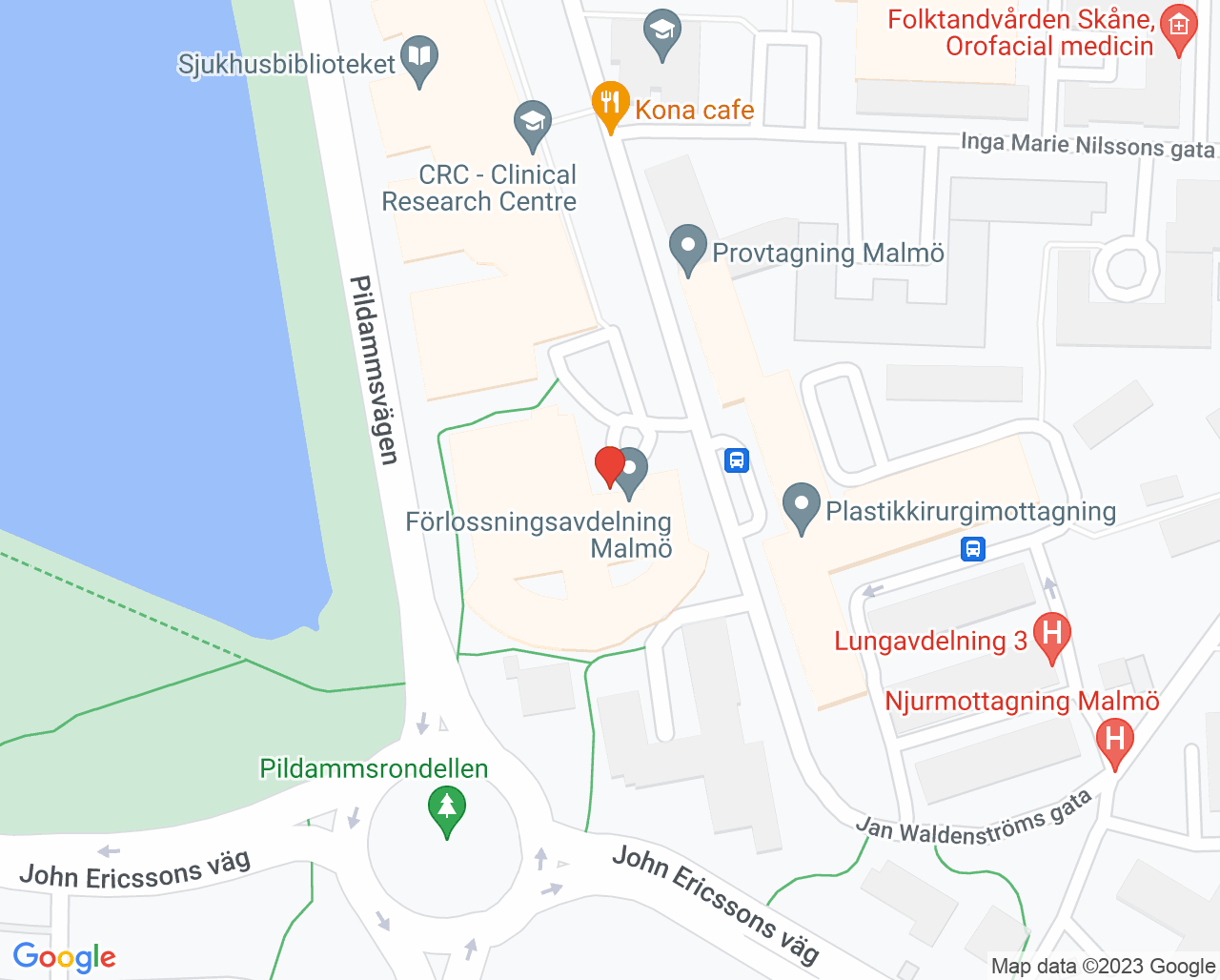 Karta till BB-avdelning Malmö
