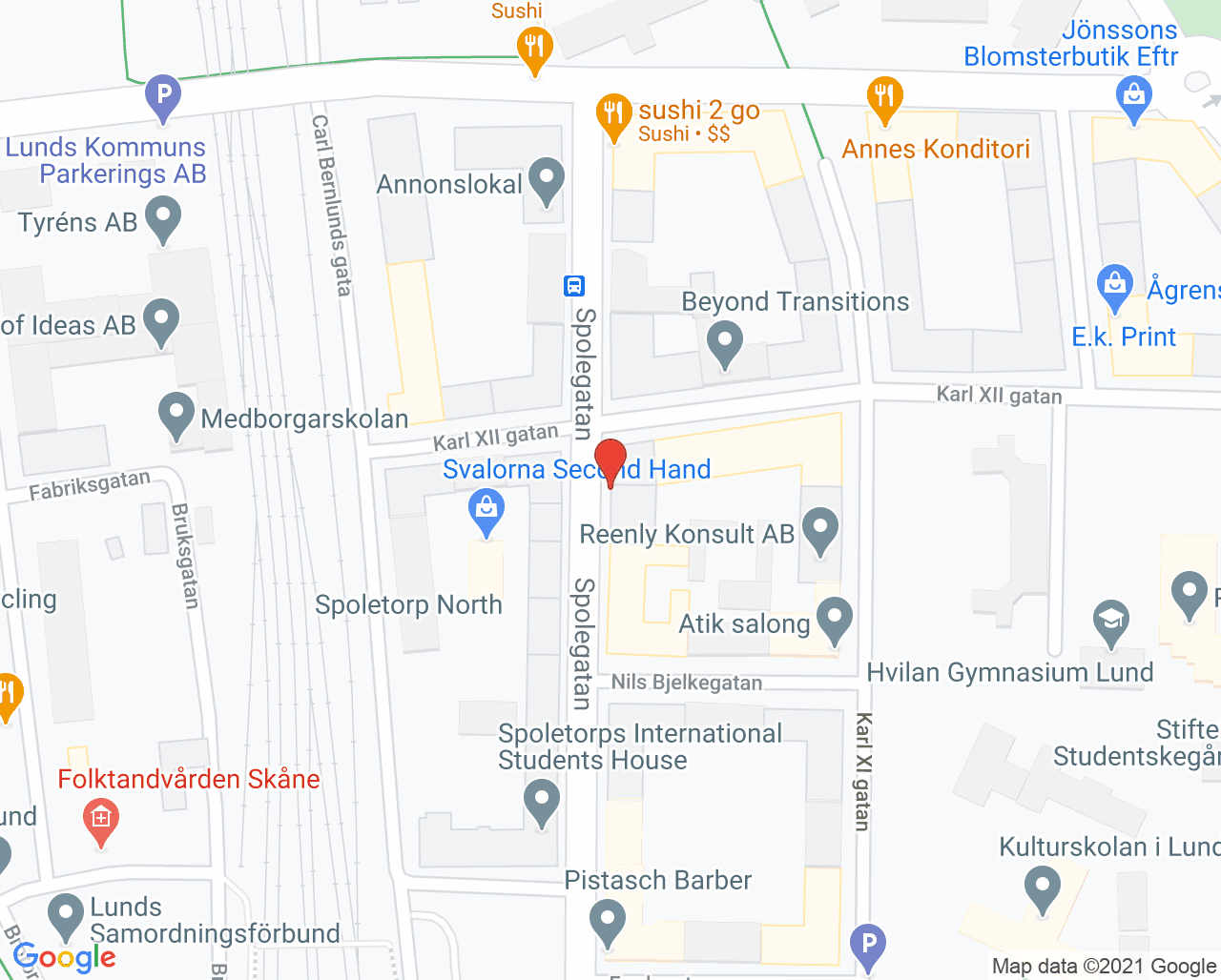 Karta till Galana Balcha Hjärtspecialistmottagning, Lund