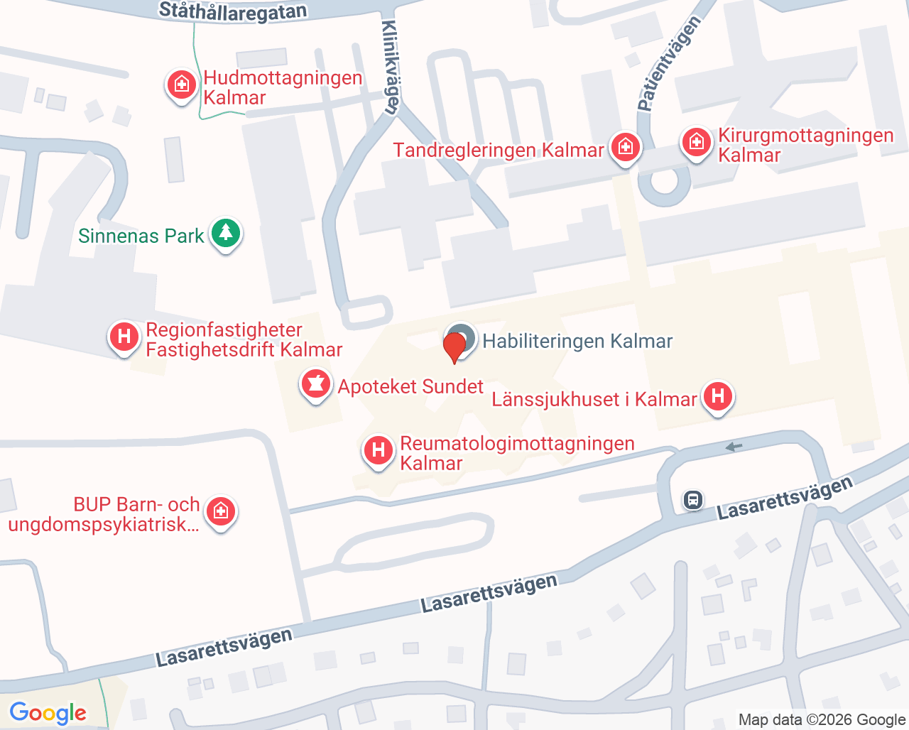 Karta till Hjärtintensivvårdsavdelningen Kalmar