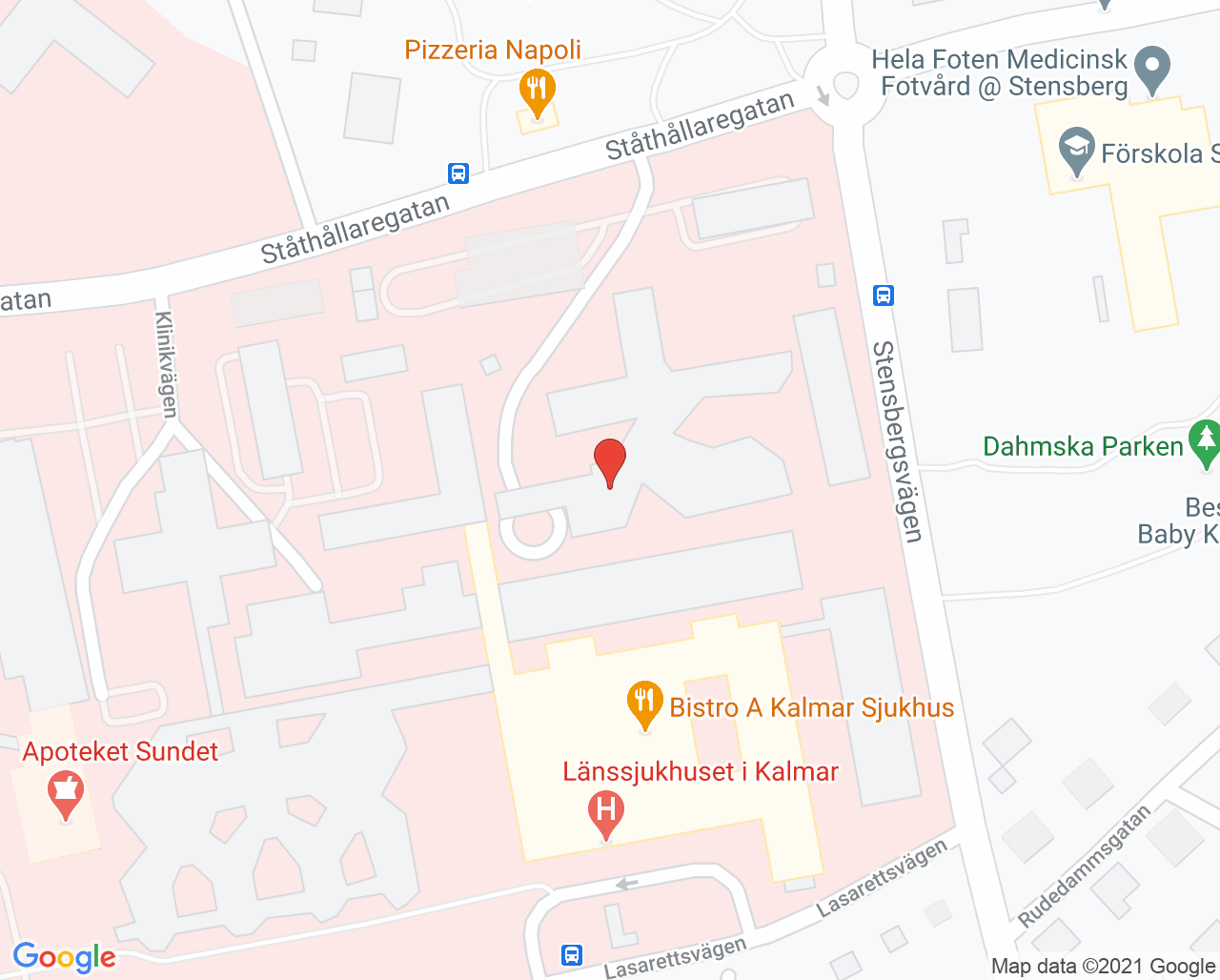 Karta till BB-mottagningen Kalmar