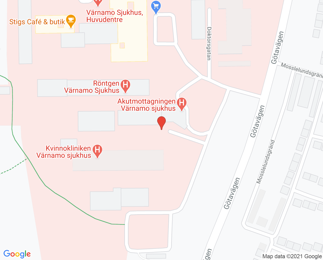 Karta till Akutmottagningen Värnamo sjukhus
