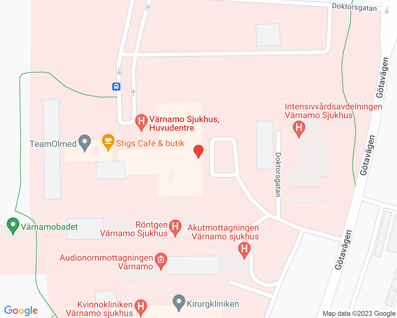 Karta till Sömnapnémottagningen Värnamo sjukhus