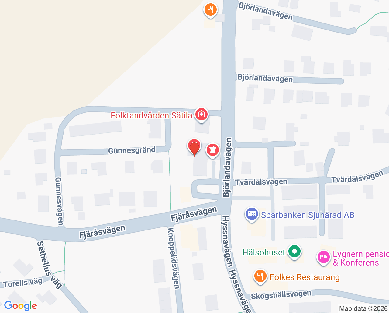 Karta till Sätila Vårdcentral