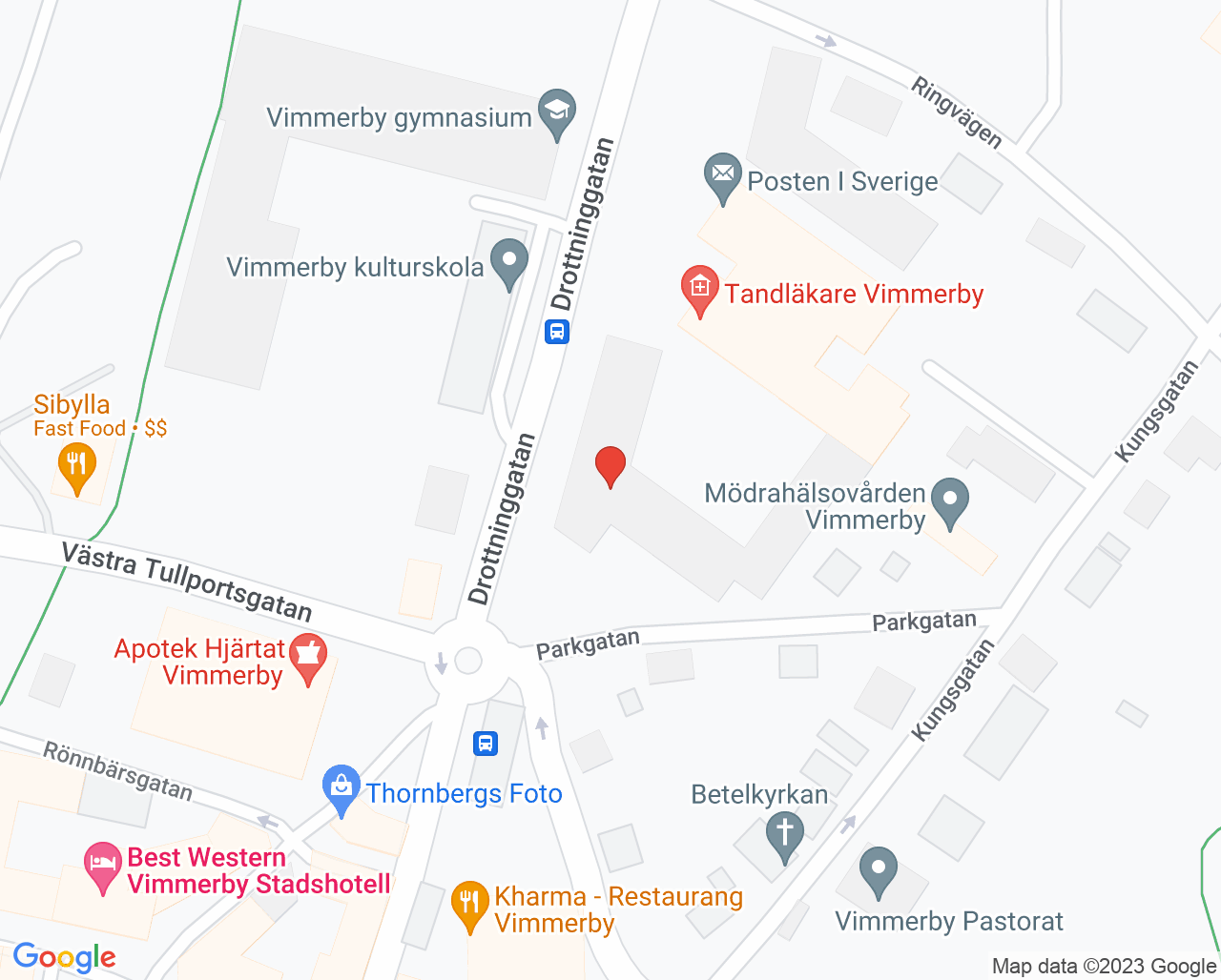 Karta till Ungdomsmottagningen Vimmerby