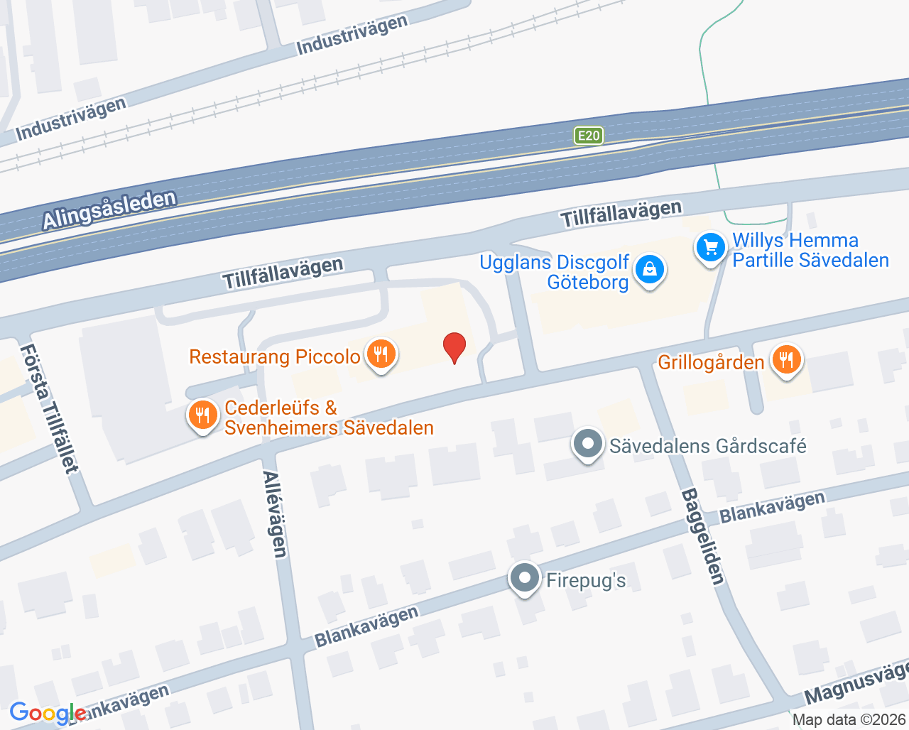 Karta till Partille barn- och ungdomsmedicinsk mottagning, Göteborg