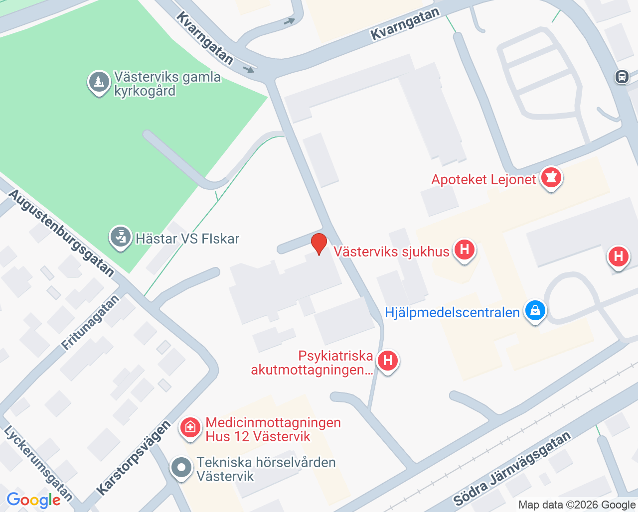 Karta till Bårhus Västervik