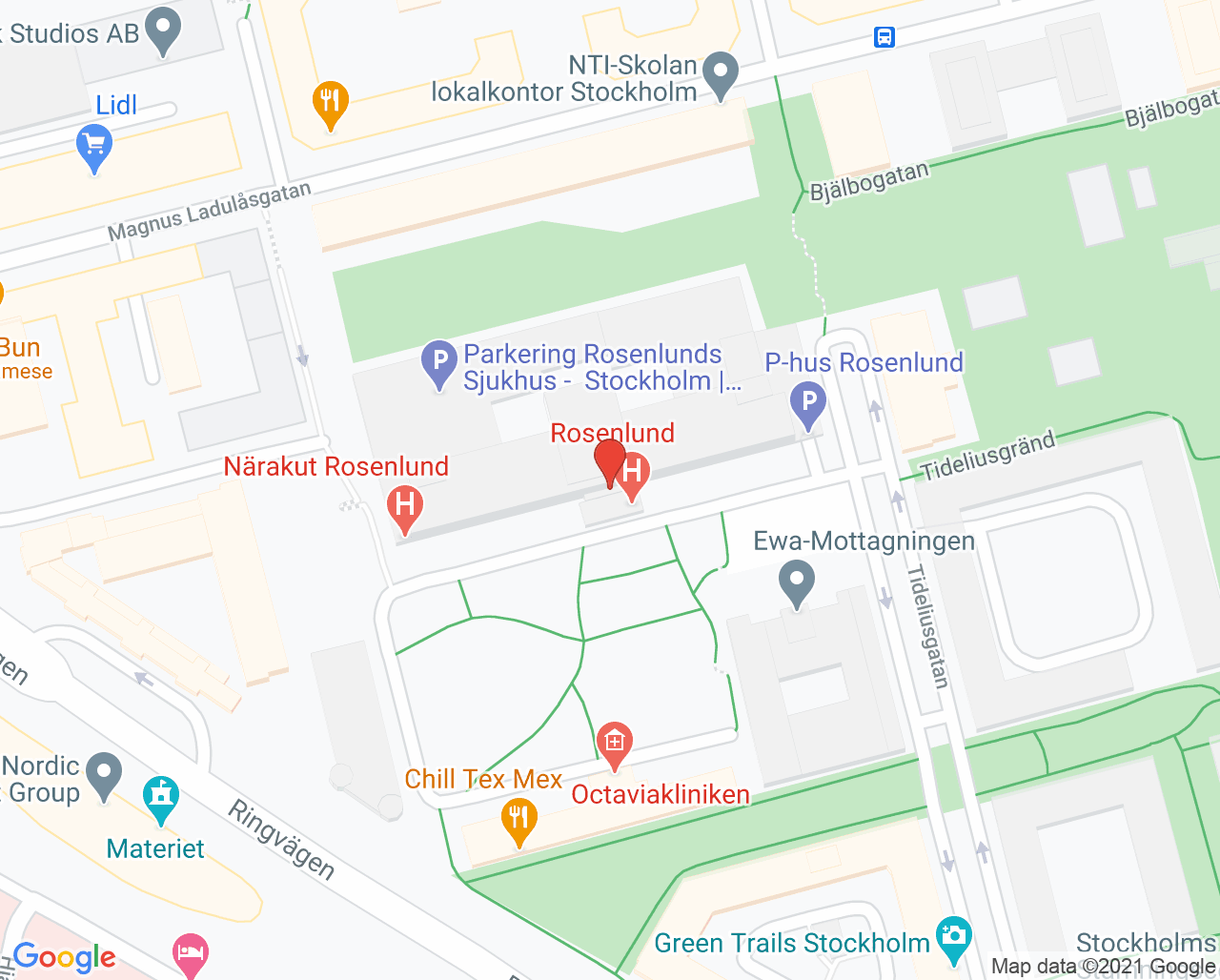 Karta till Evidia Rosenlund Röntgen