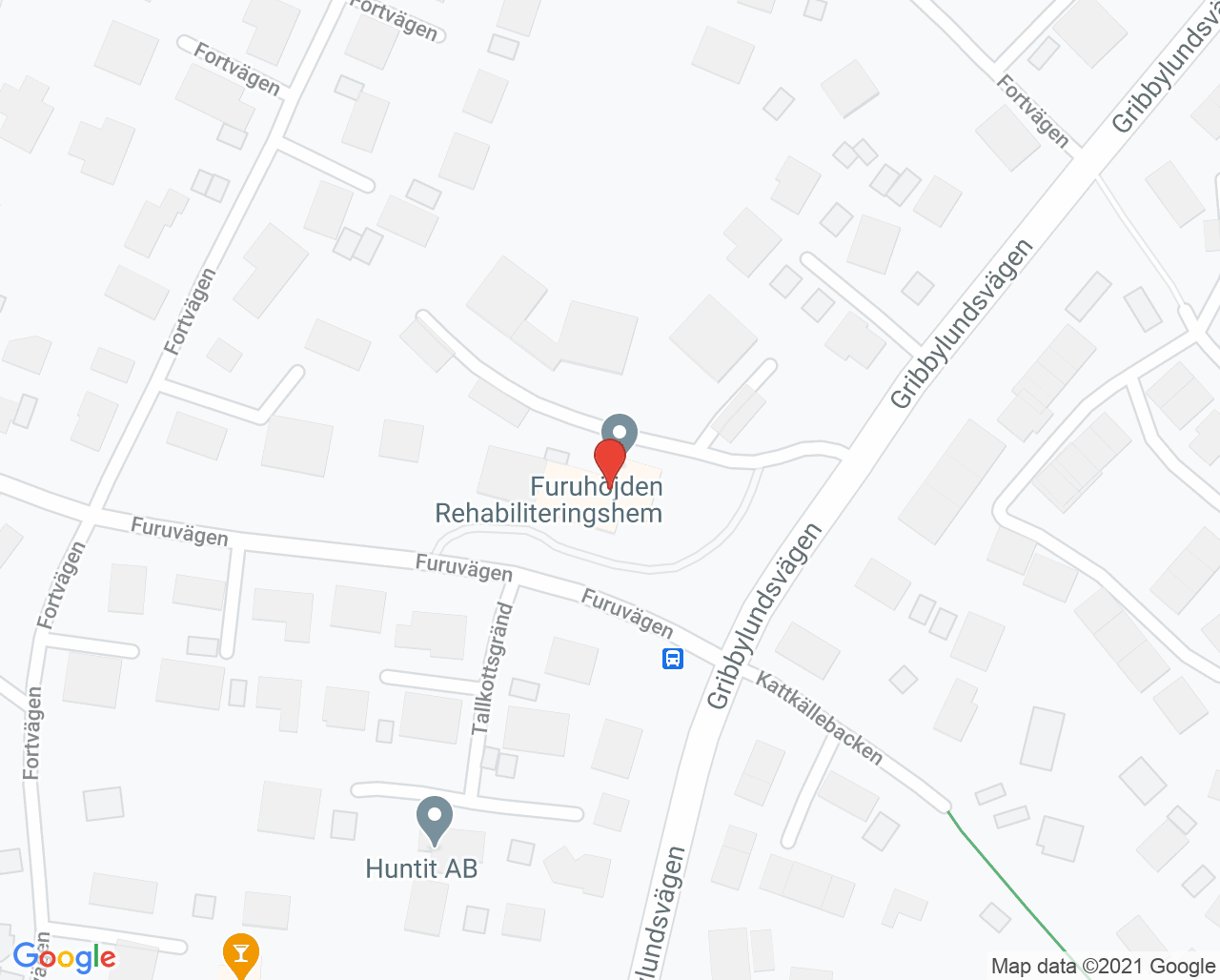 Karta till Furuhöjden Rehabcenter - Gribbylundsvägen, Täby