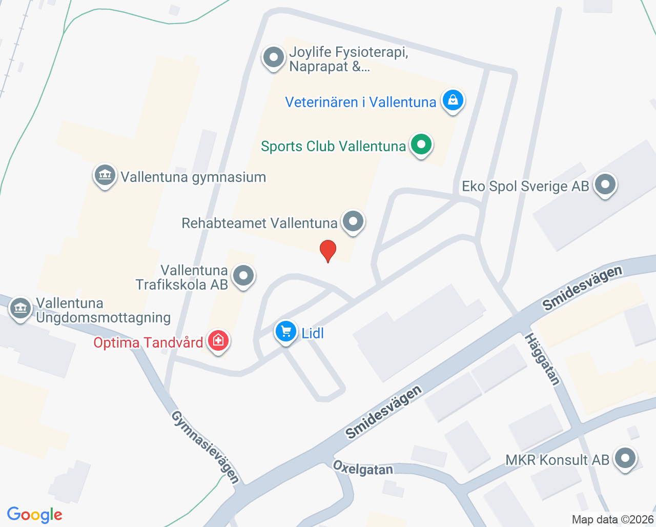 Karta till PRIMA Vallentuna