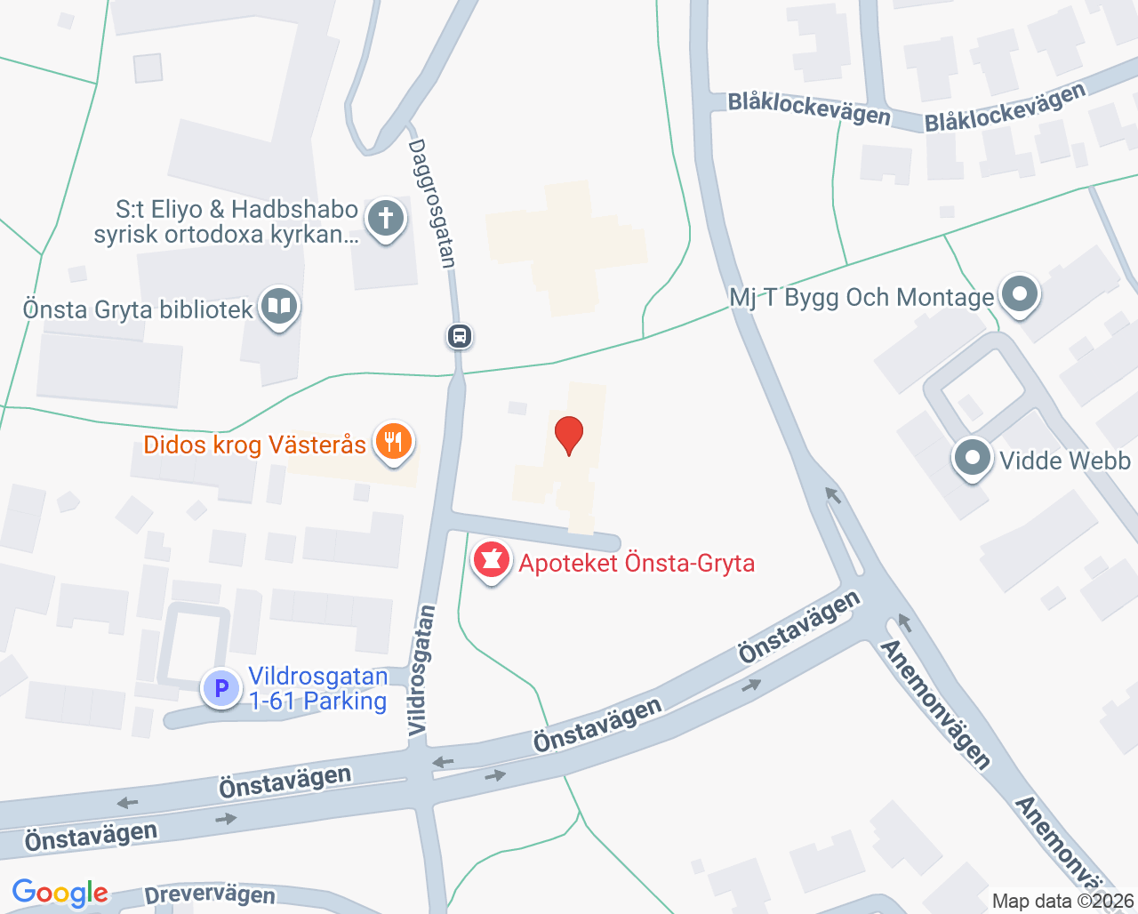Karta till Familjeläkarna Önsta-Gryta, Västerås