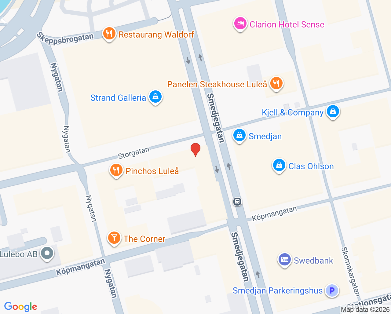Karta till Synsam Luleå