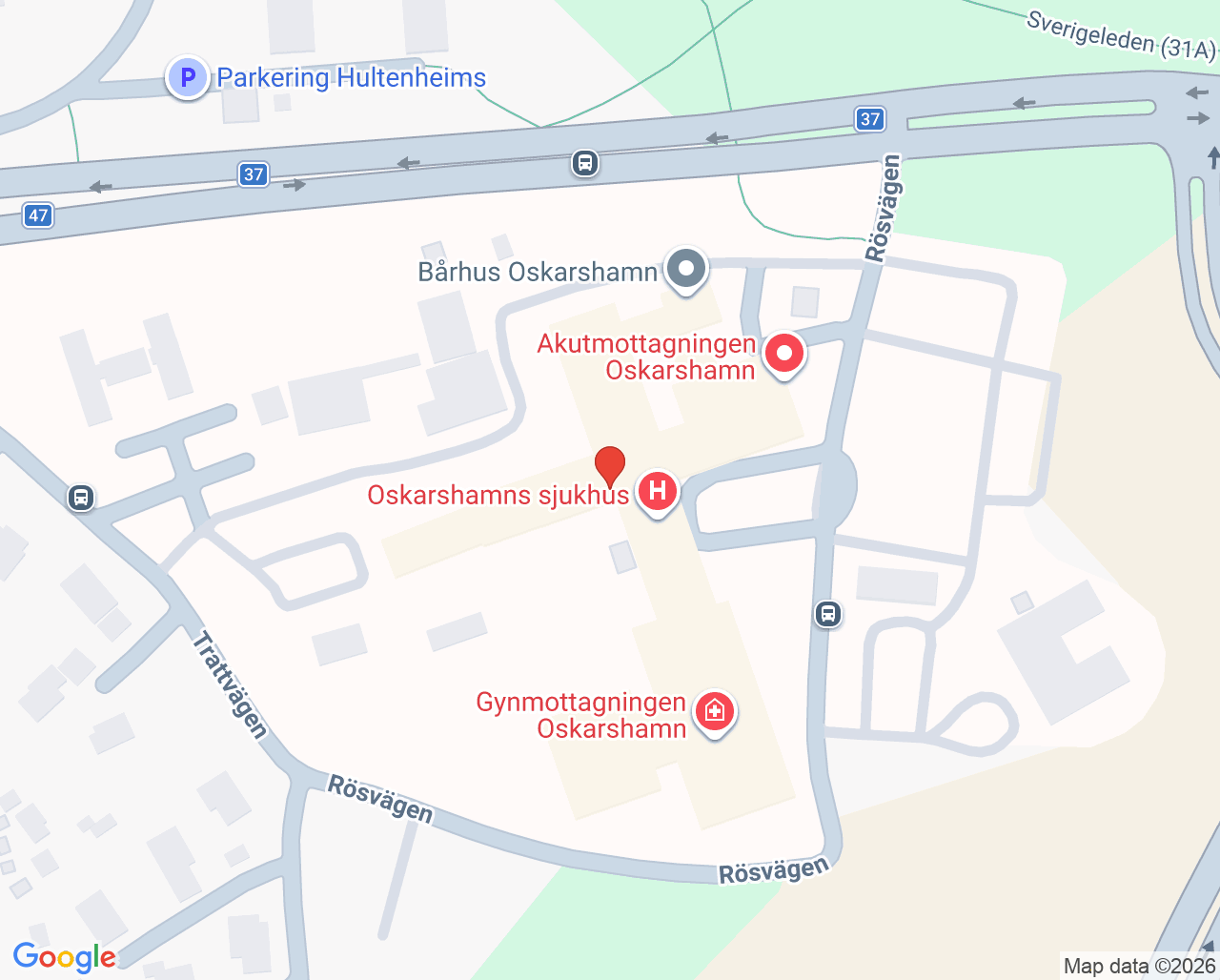Karta till Operationsavdelningen Oskarshamn