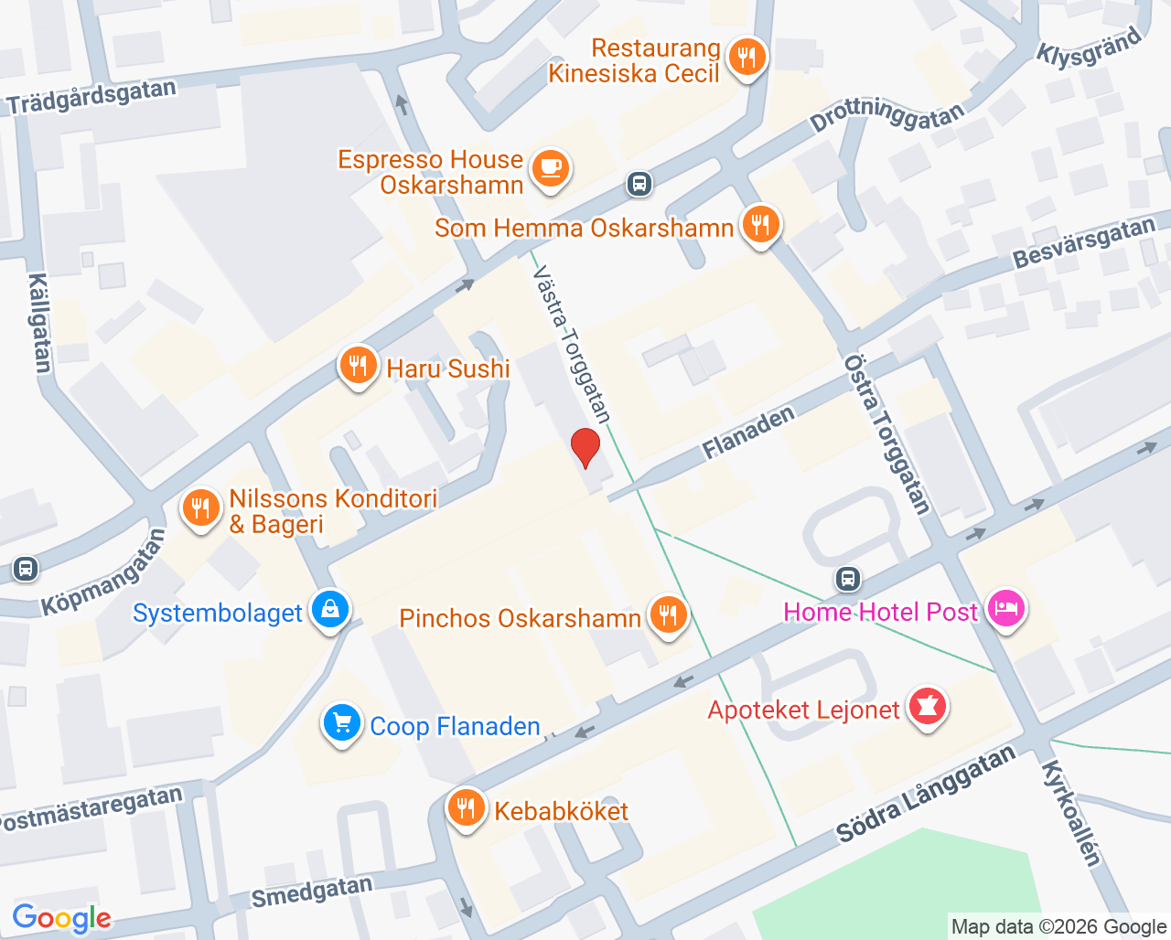 Karta till Psykologverksamheten mödra- och barnhälsovård Oskarshamn