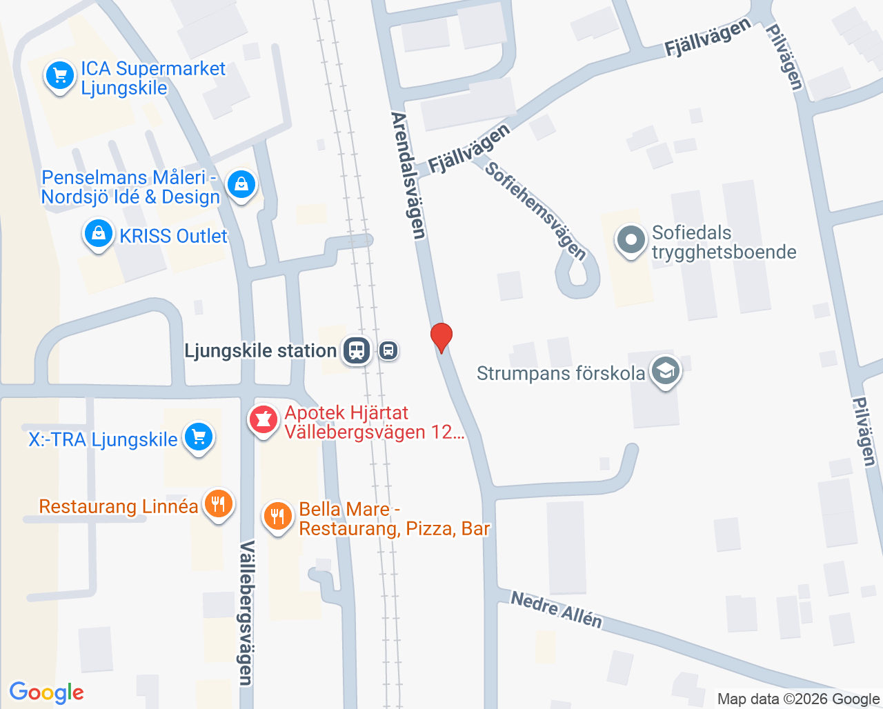 Karta till Närhälsan Ljungskile barnavårdscentral, Ljungskile