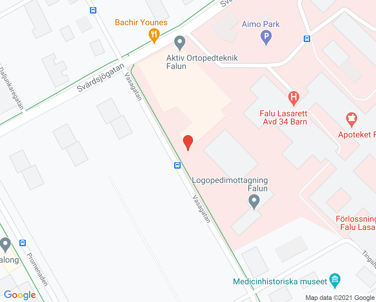 Karta till Hjärtmottagning Falun