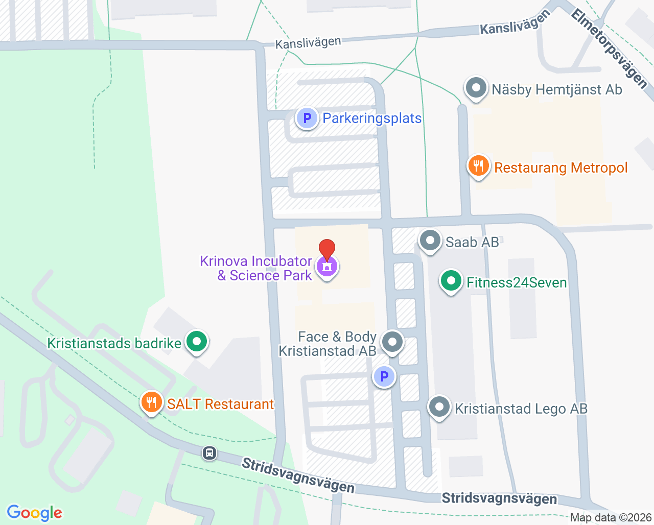 Karta till Tanja Vebster Psykoterapi Kristianstad