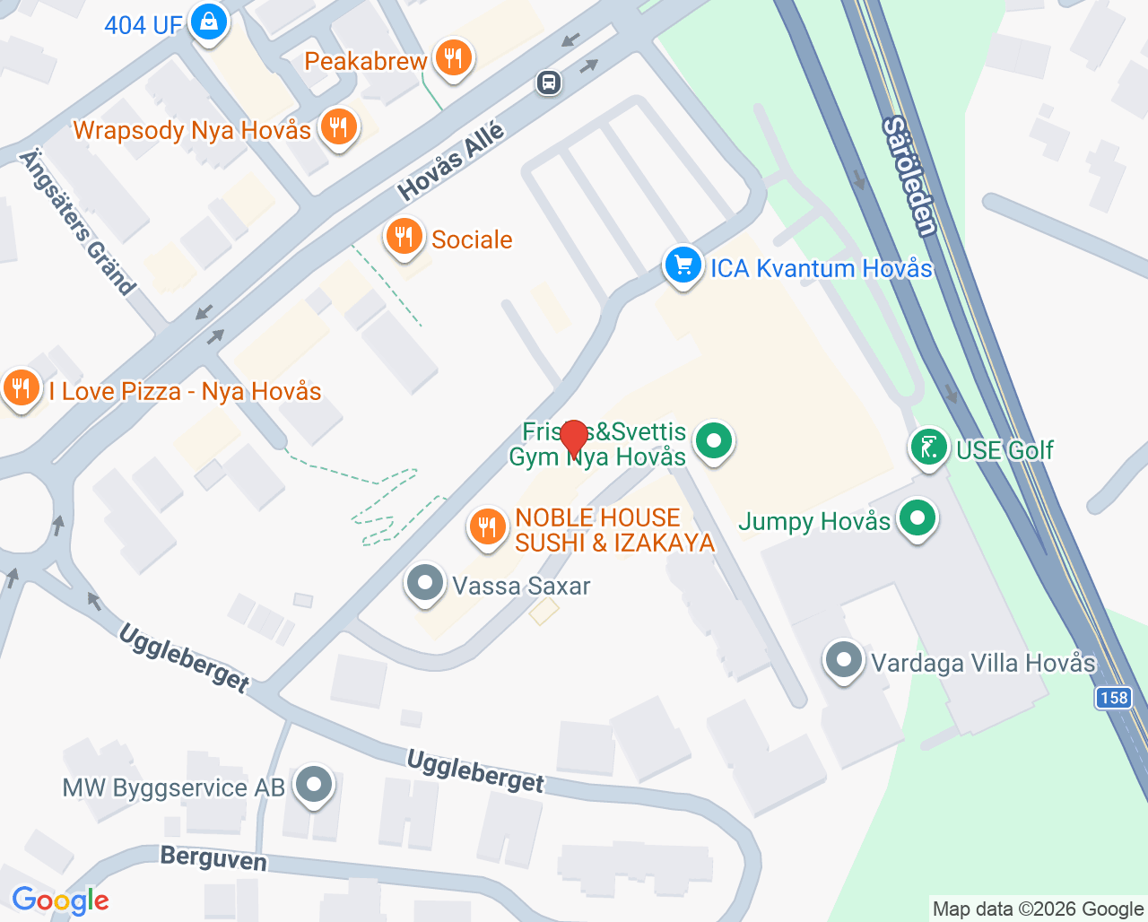 Karta till Capio Rehab Hovås