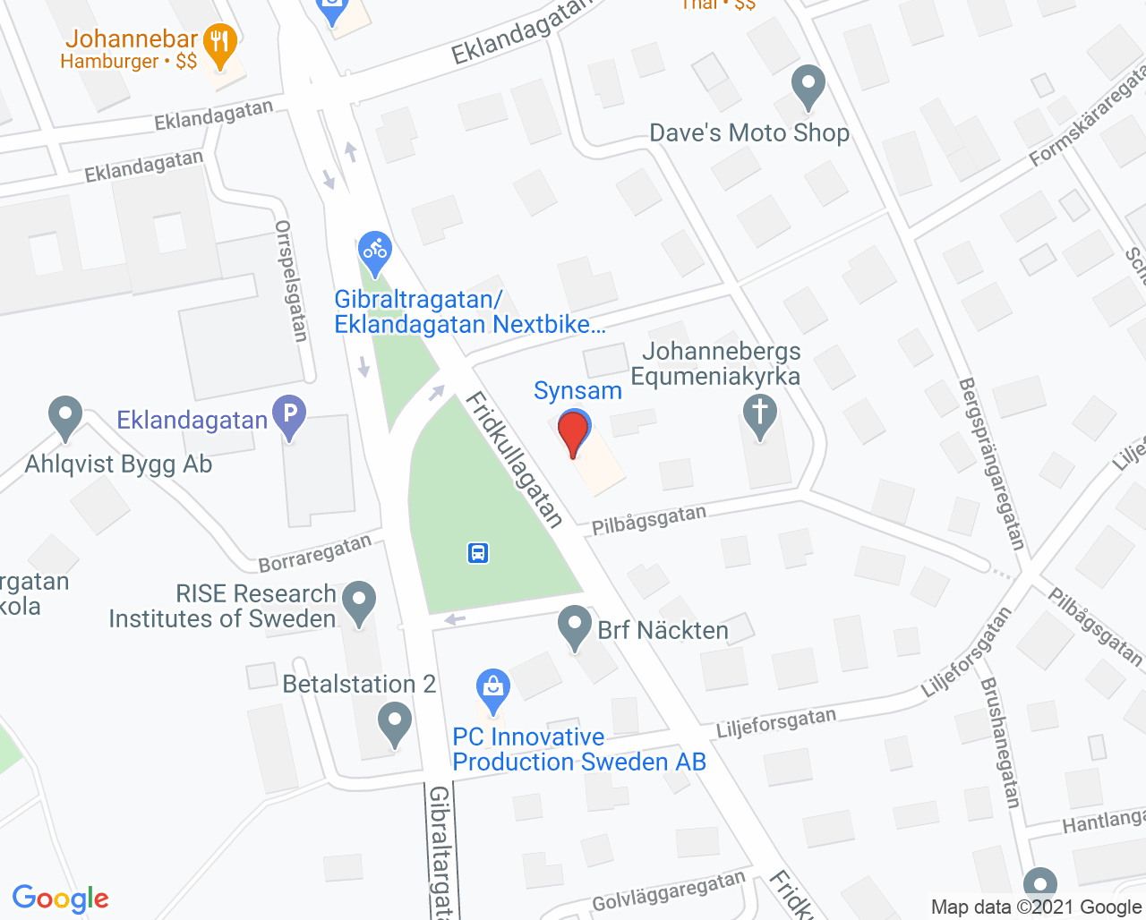 Karta till Synsam Johanneberg