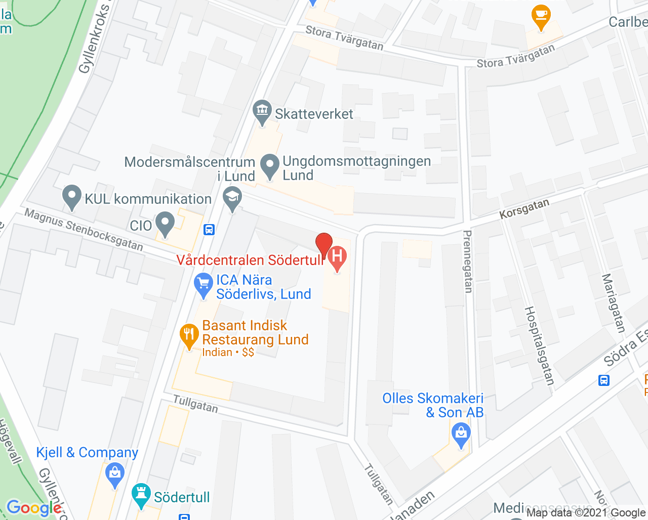 Karta till Vårdcentralen Södertull
