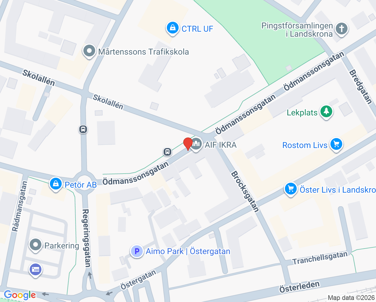Karta till Landskrona Dental Center, Landskrona