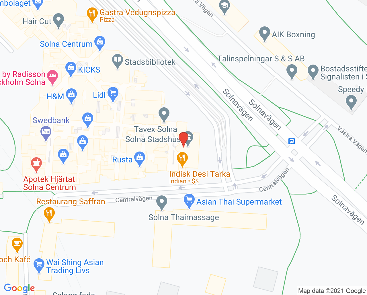 Karta till Distriktstandvården Solna