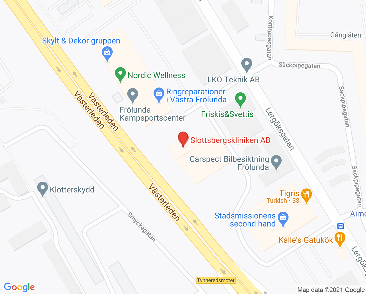 Karta till Volator AB, Västra Frölunda