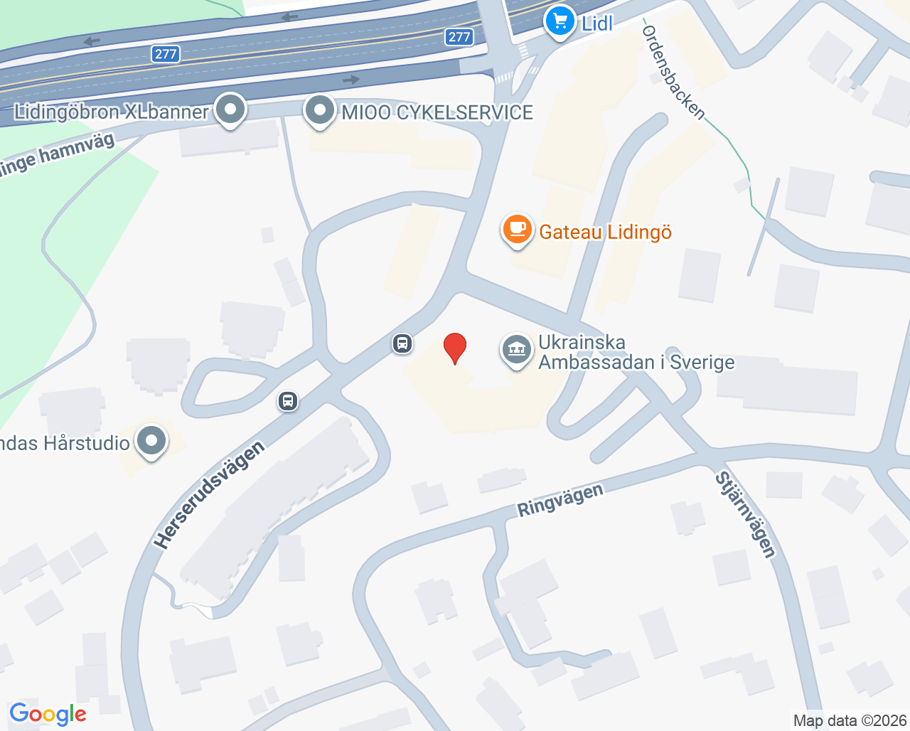 Karta till Lidingö Affektiva Mottagning, Lidingö stad