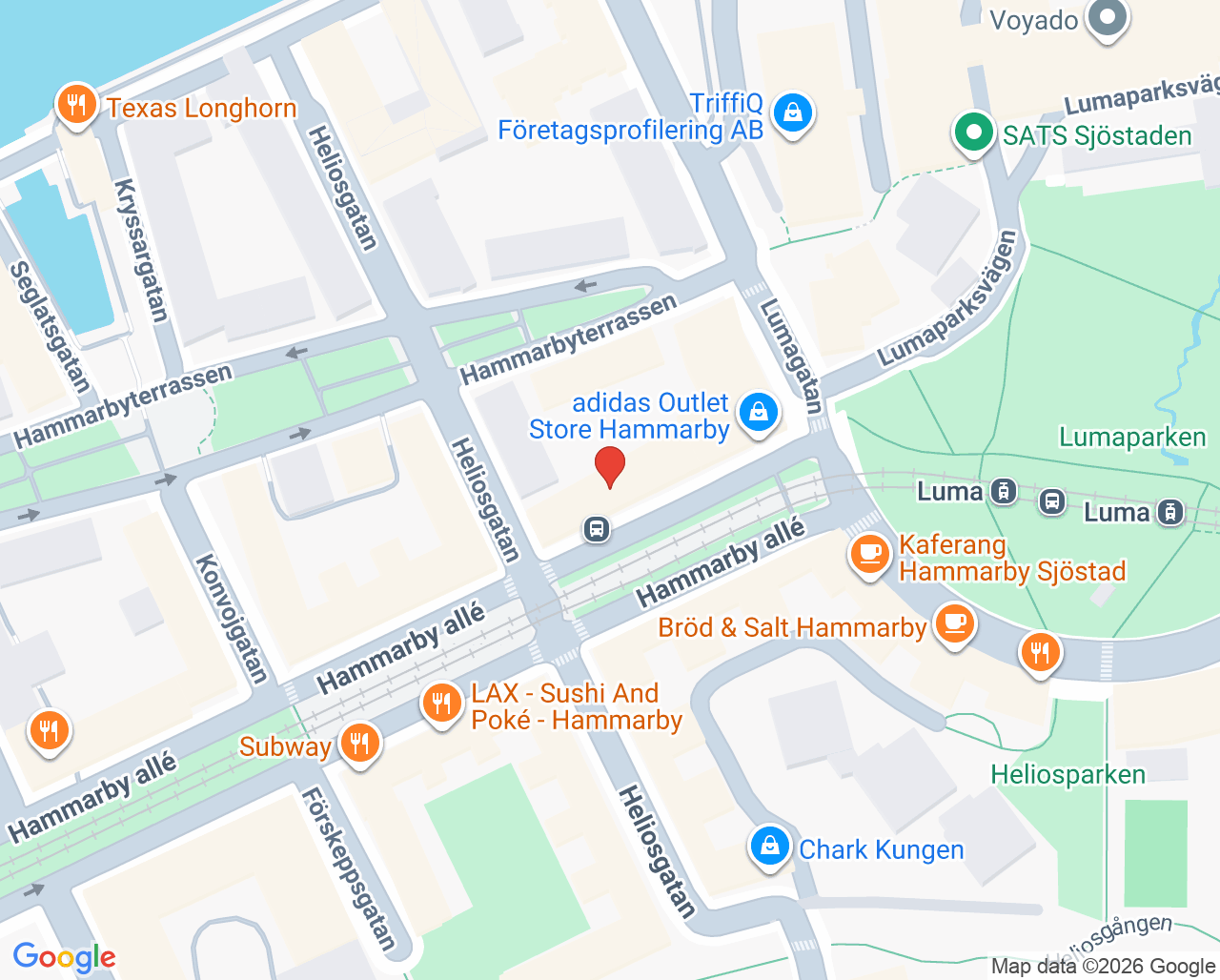 Karta till BB Stockholm Family Hammarby Sjöstad
