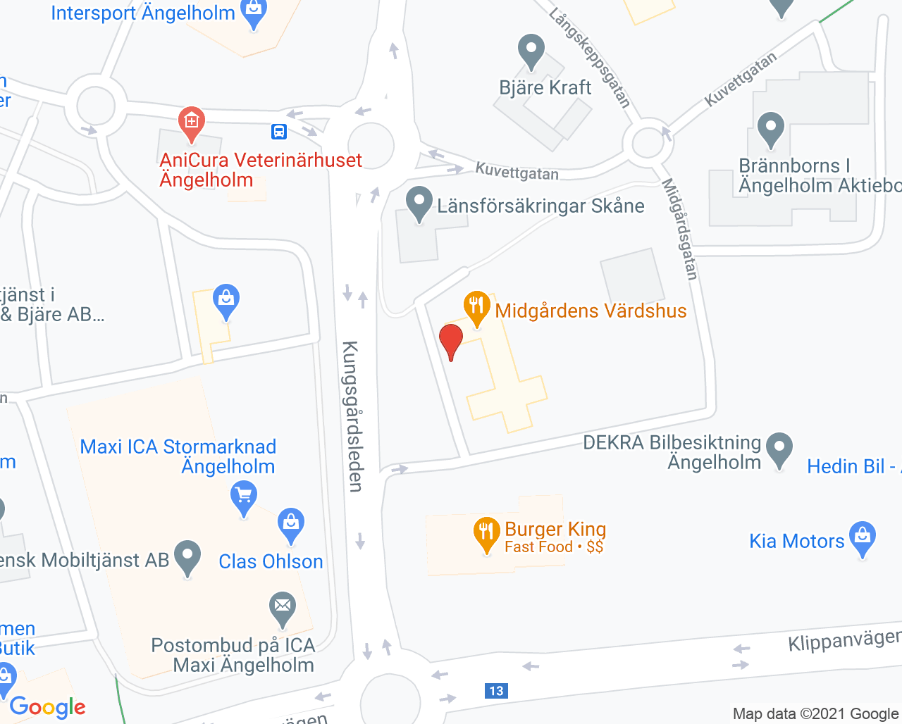 Karta till Ahlcrona Tandvård, Ängelholm