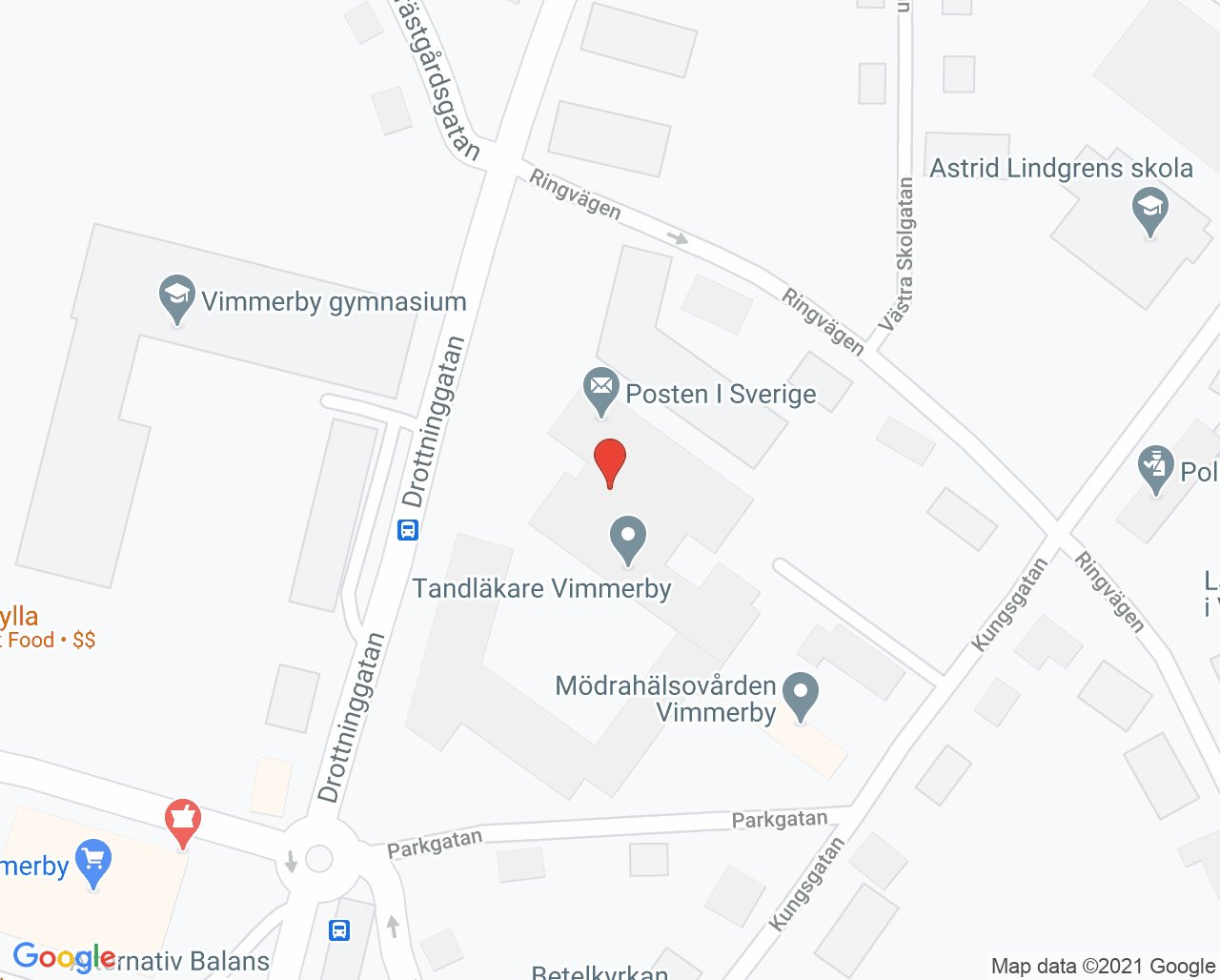 Karta till Vimmerby hälsocentral