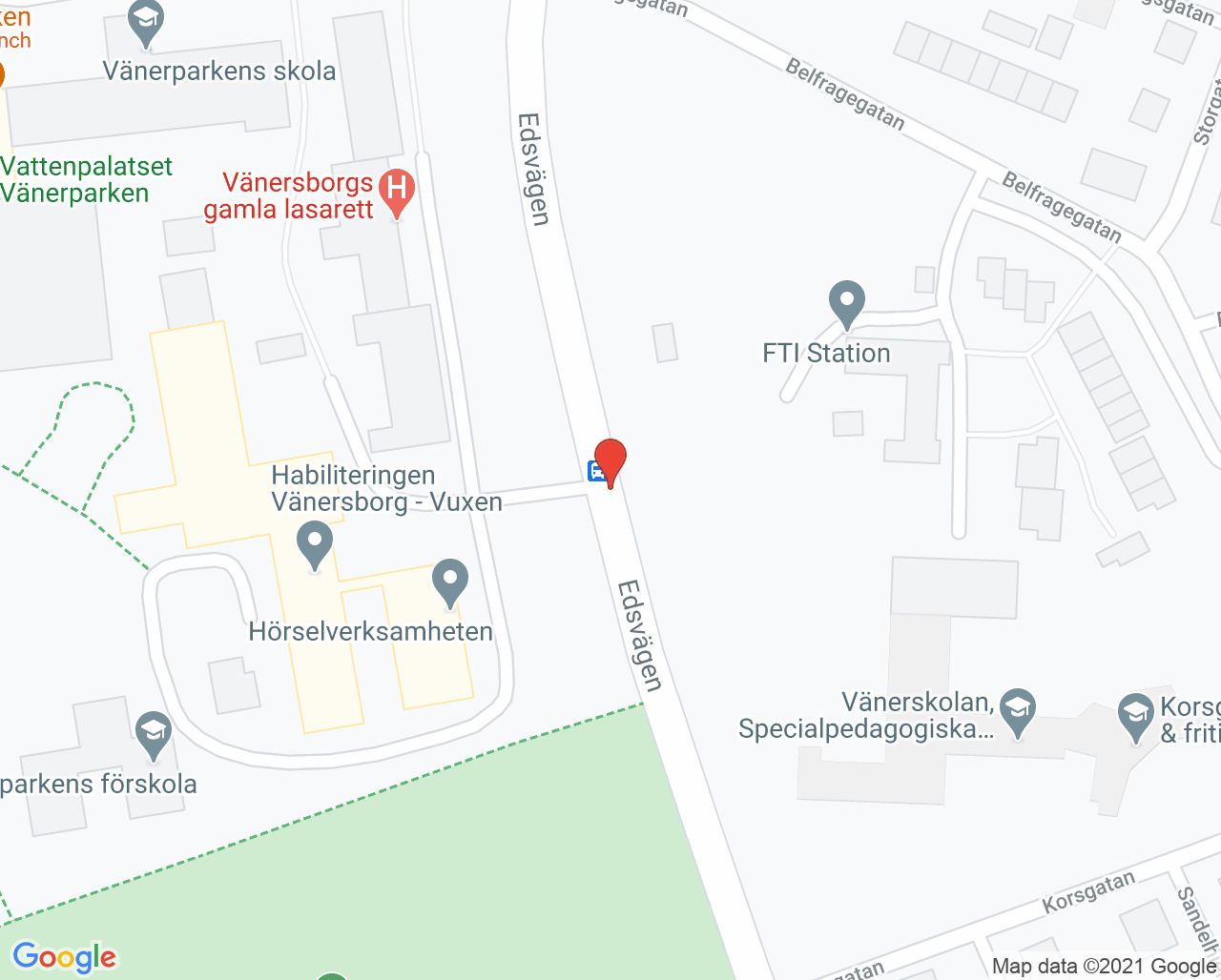 Karta till Närhälsan Vänerparken barnavårdscentral, Vänersborg