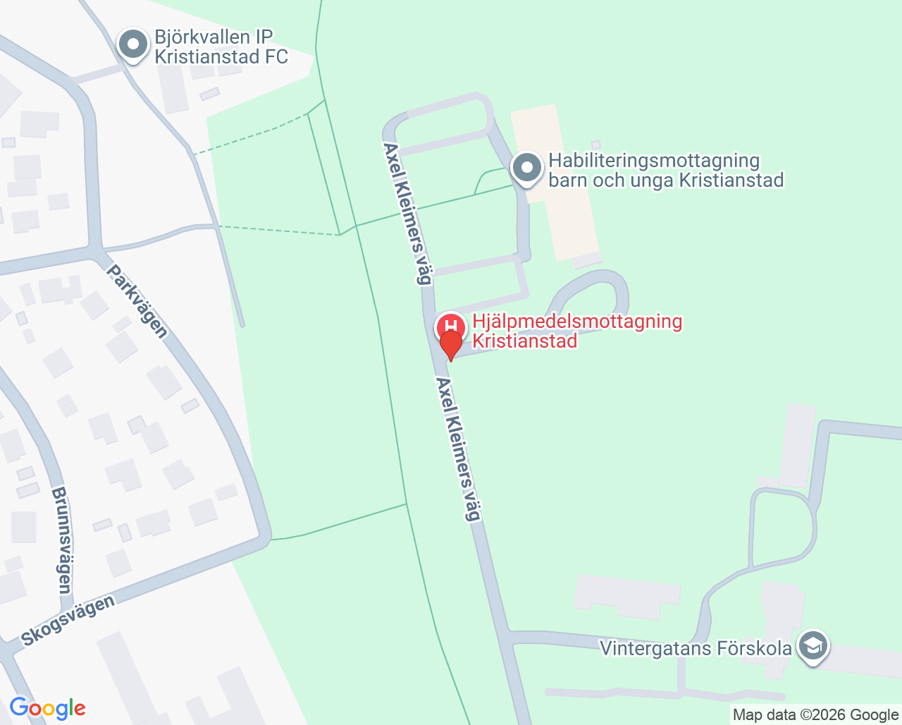 Karta till Habiliteringsmottagning vuxna Kristianstad