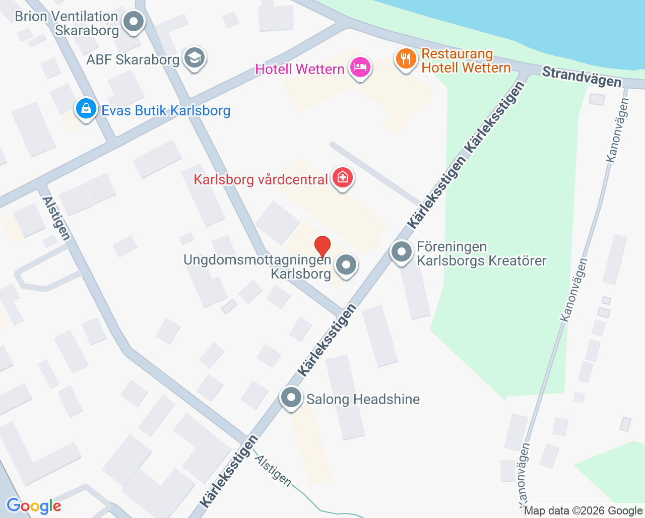 Karta till Karlsborg barnmorskemottagning, Karlsborg