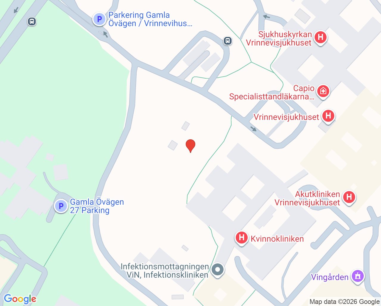 Karta till Kvinnohälsan Norrköping, Kvinnokliniken ViN