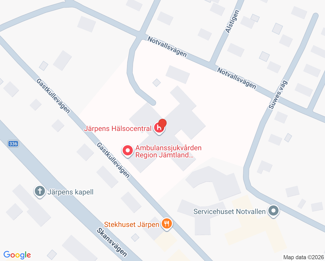 Karta till Järpens hälsocentral