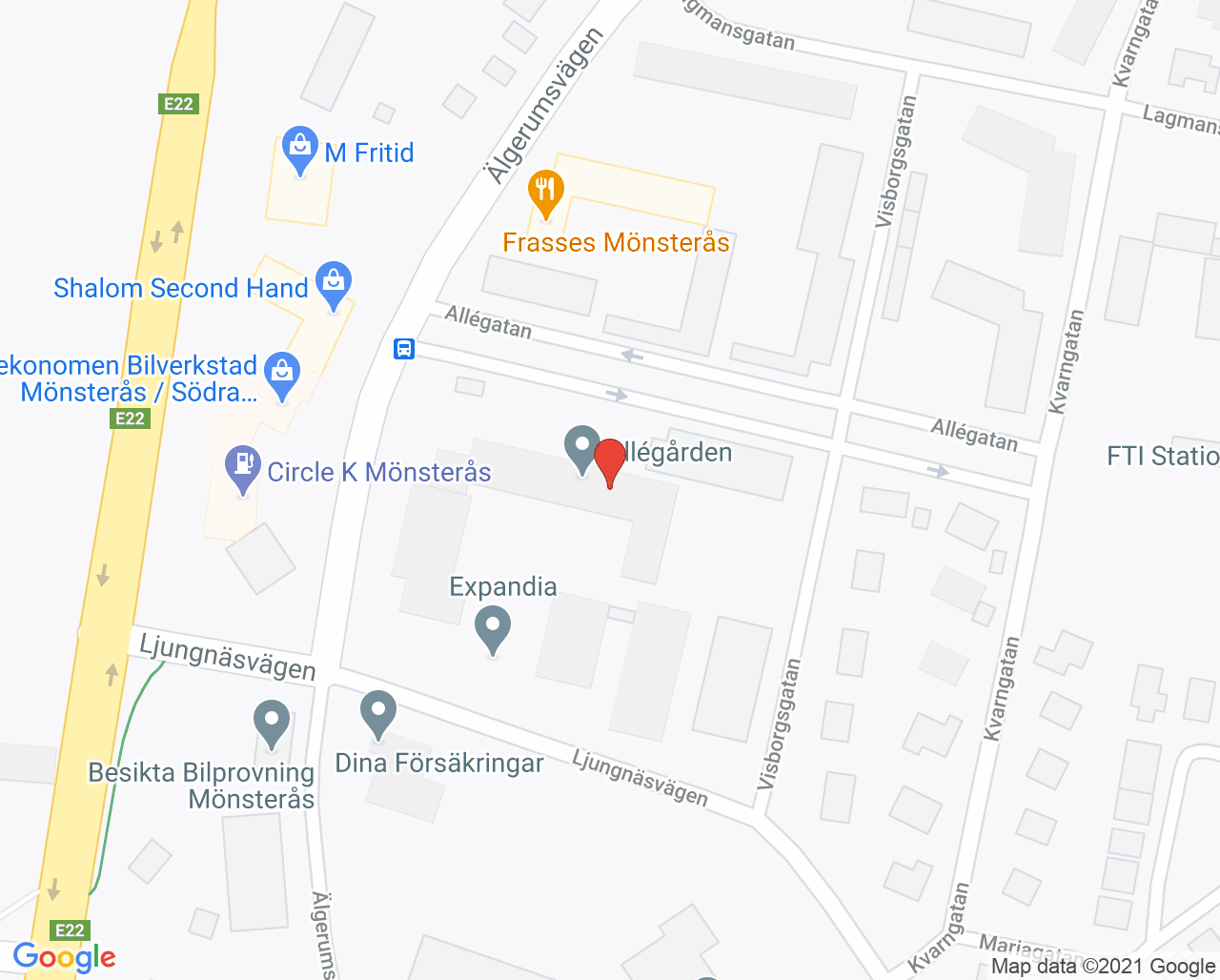 Karta till Ungdomsmottagningen Mönsterås