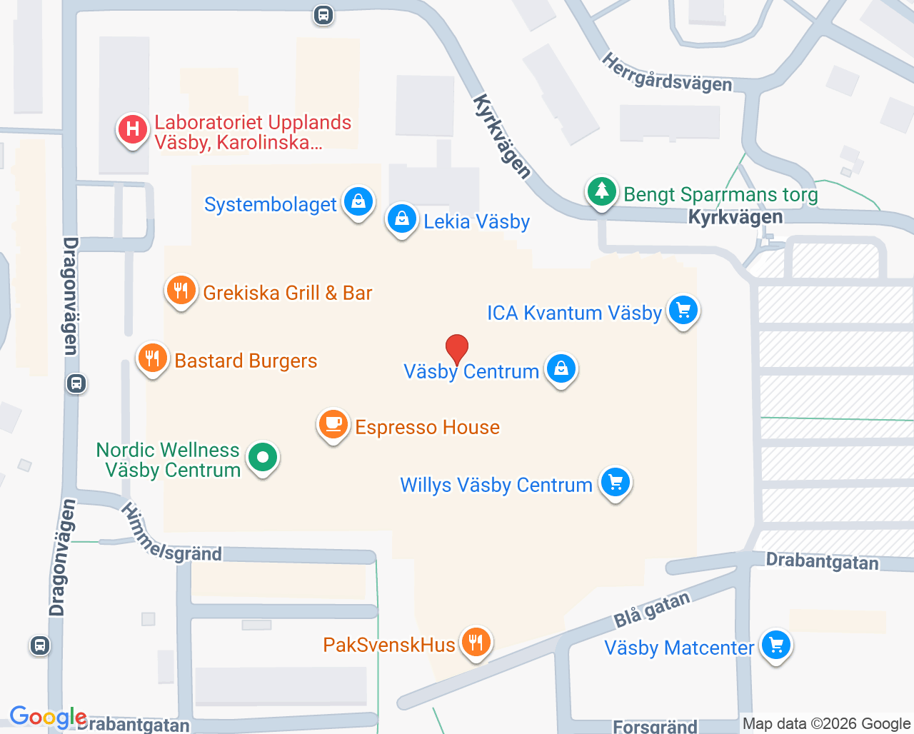 Karta till Synsam Väsby Centrum