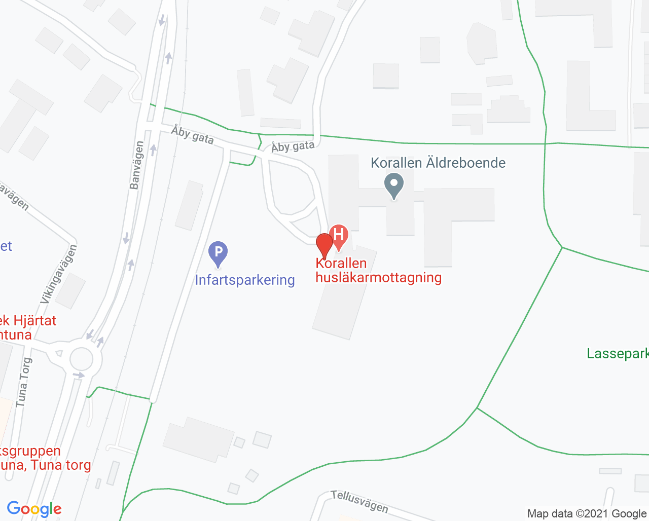 Karta till Tandläkarpraktik Korallen AB, Vallentuna