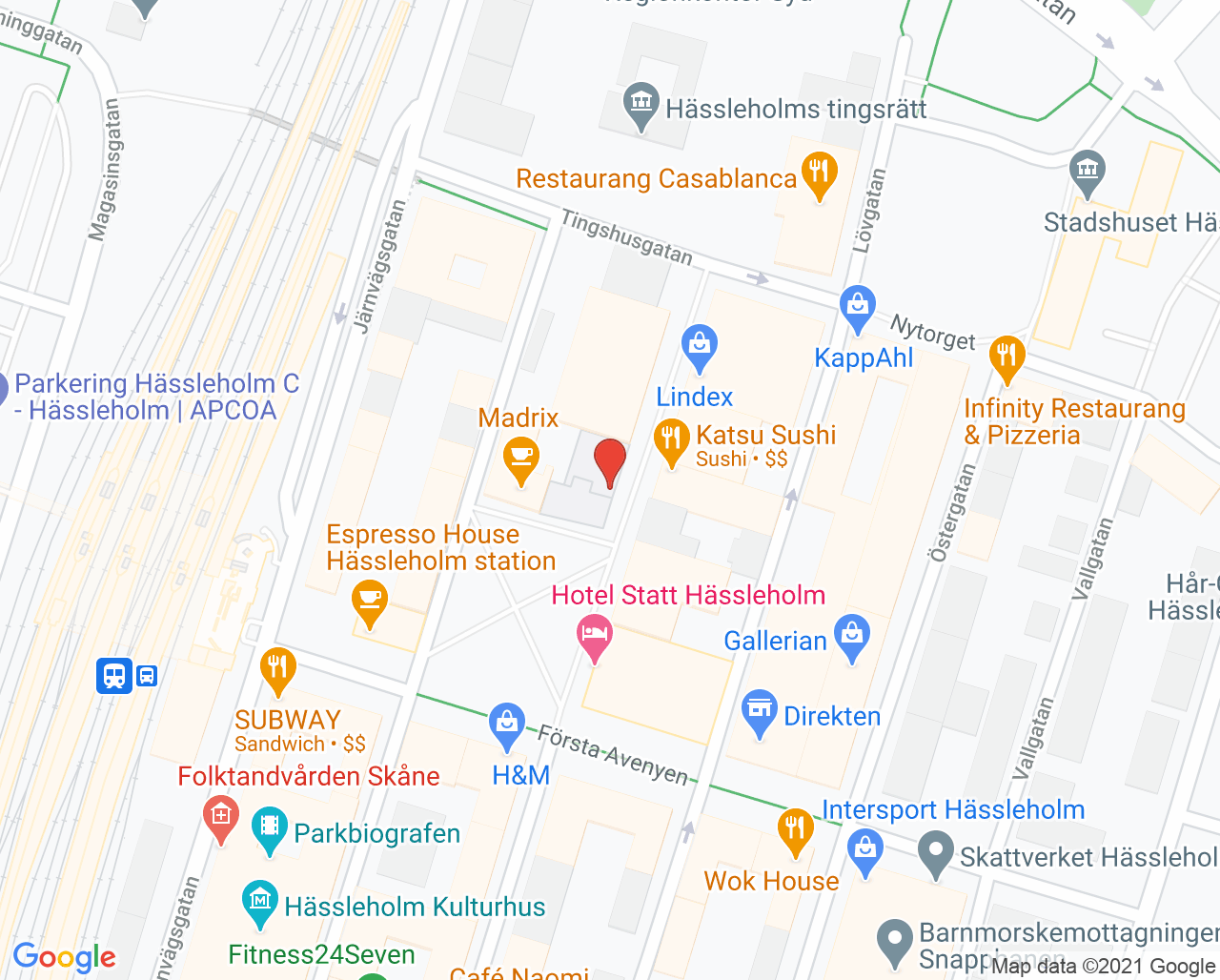 Karta till Synsam Hässleholm