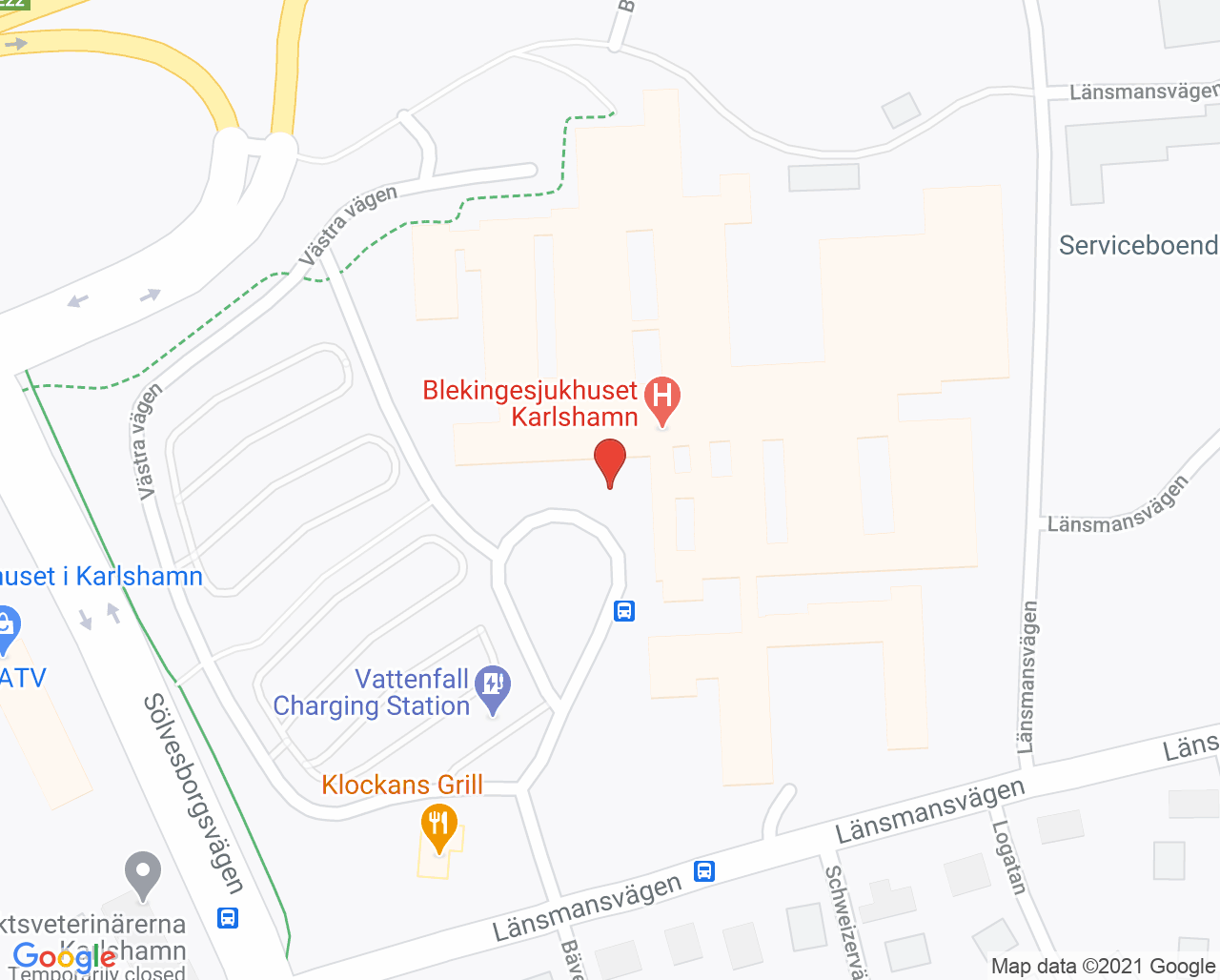 Karta till Akutavdelning Karlshamn, Karlshamn