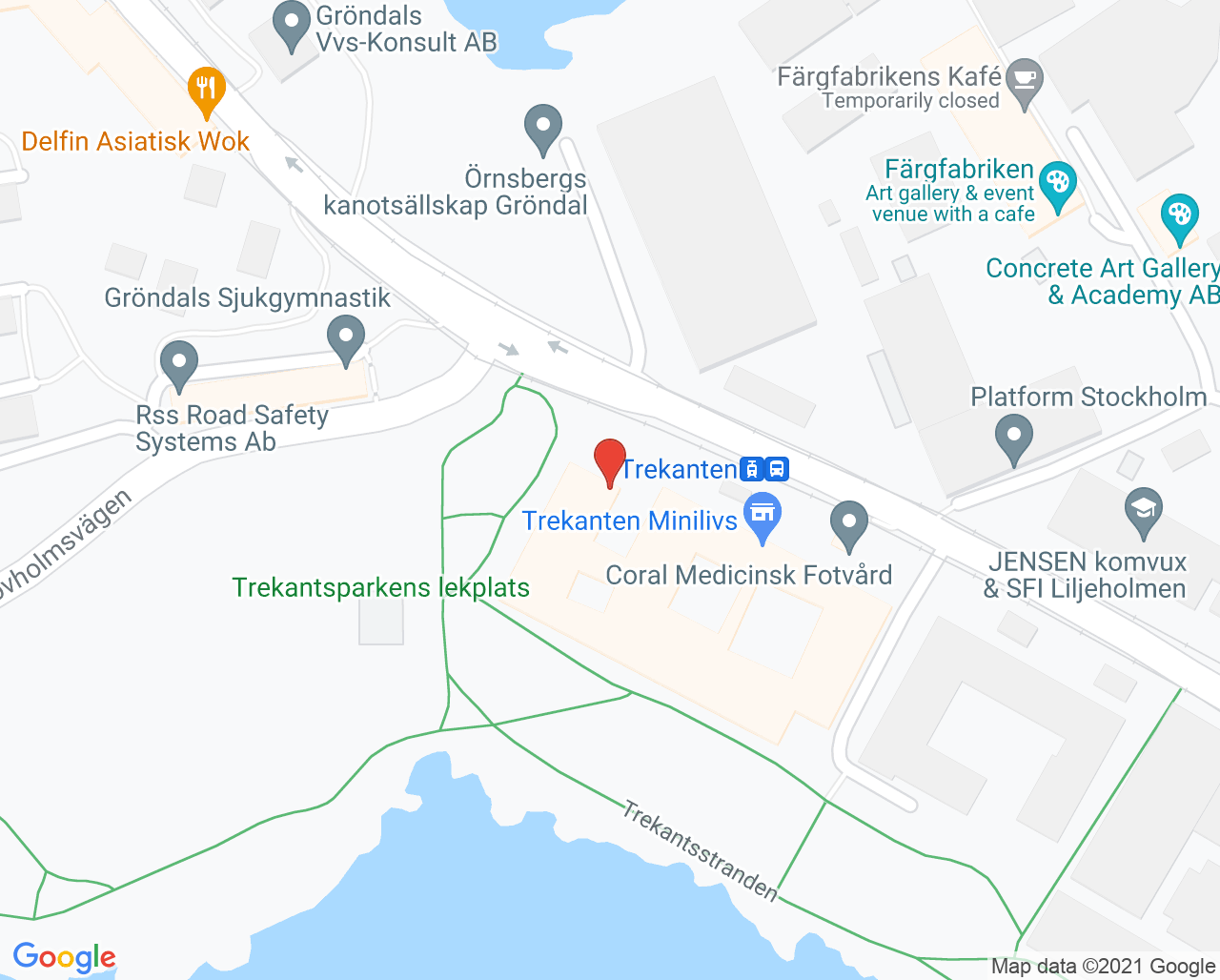 Karta till WeMind Psykiatri Gröndal