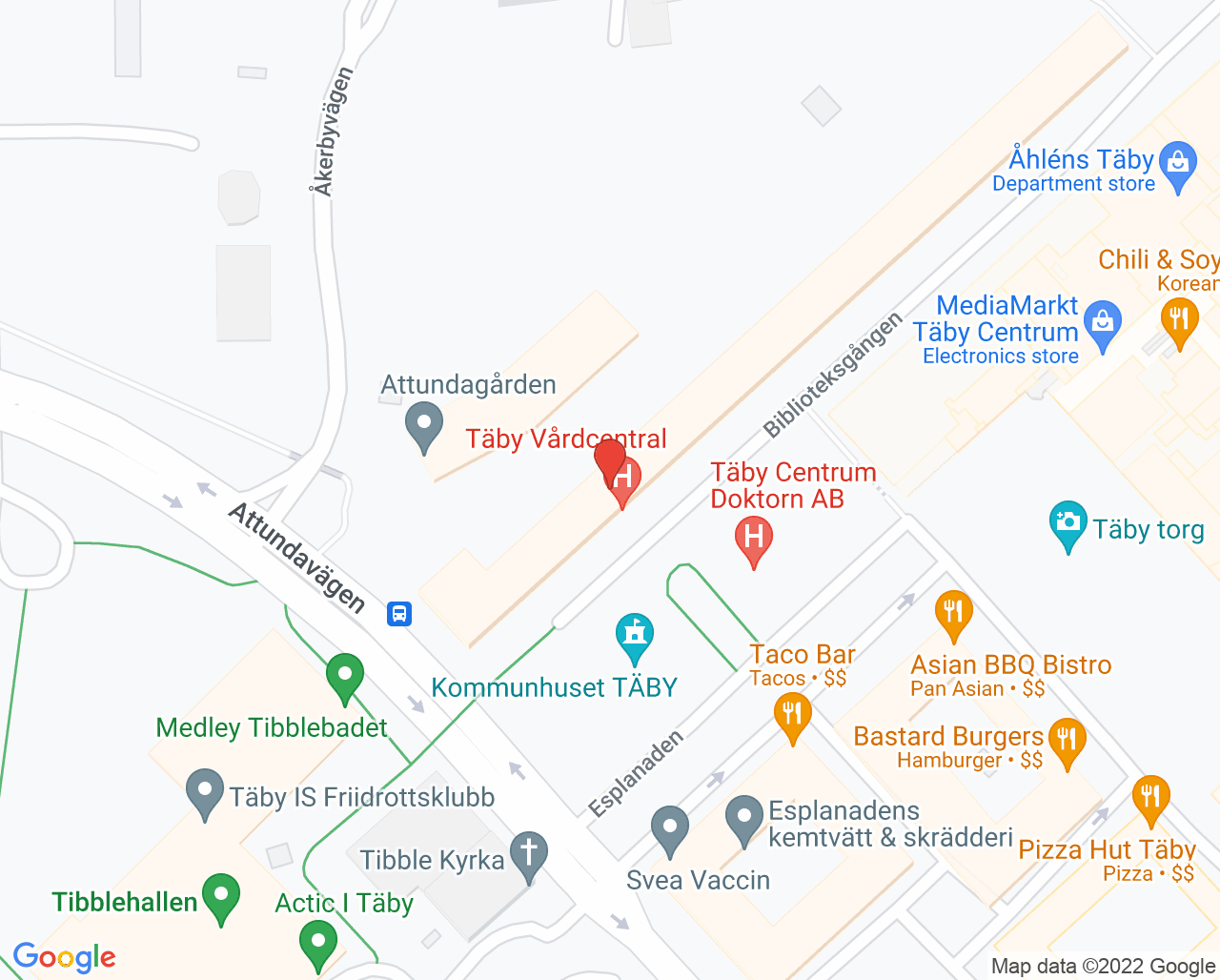 Karta till AudioNova Täby