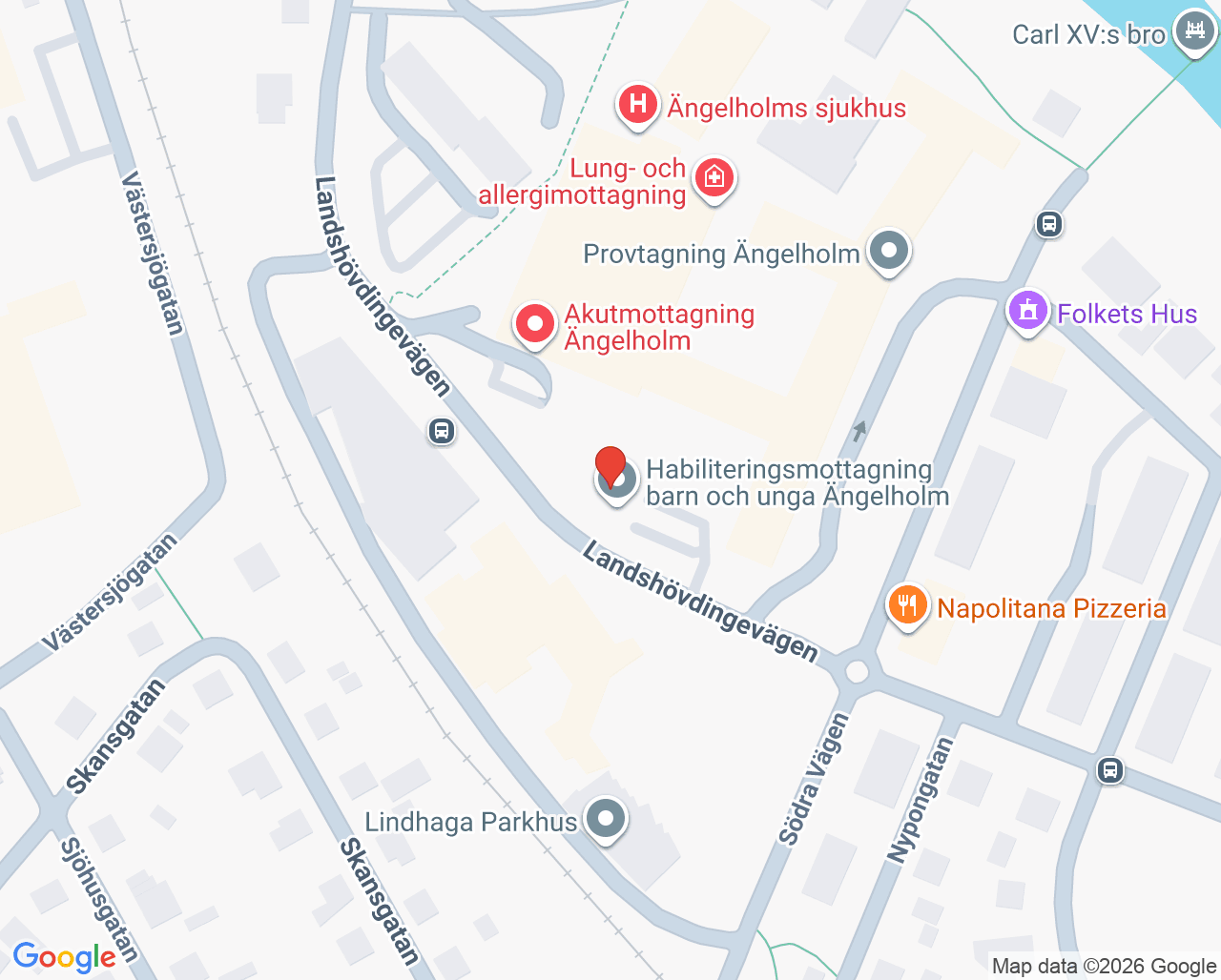 Karta till Habiliteringsmottagning barn och unga Ängelholm