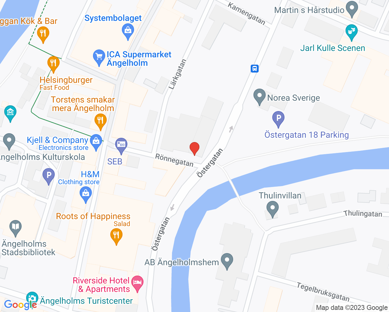 Karta till Vuxenpsykiatrimottagning Laro Wemind Ängelholm
