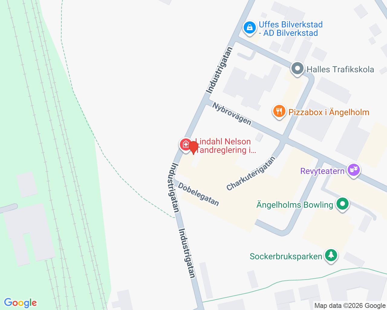 Karta till Nelson Tandreglering i Ängelholm, Ängelholm