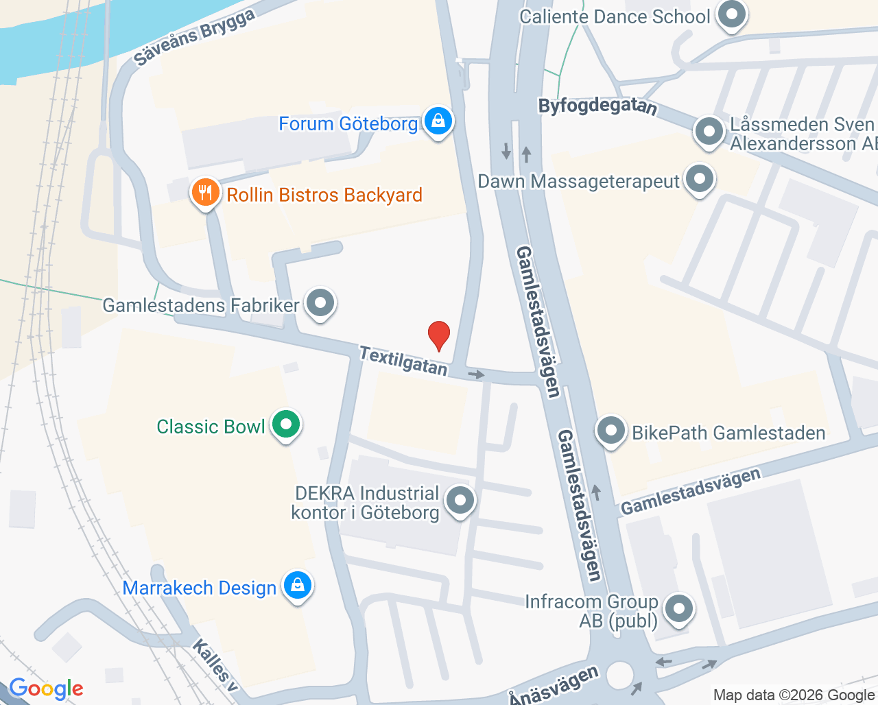 Karta till Gamlestadstorget barnmorskemottagning, Göteborg