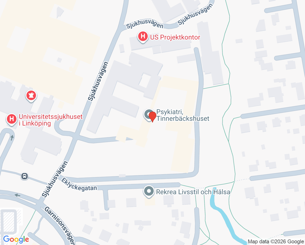 Karta till Psykiatriska kliniken i Linköping