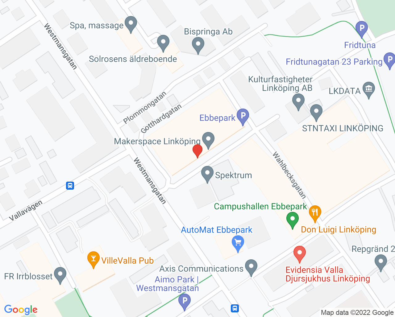 Karta till Rehab Support, Linköping