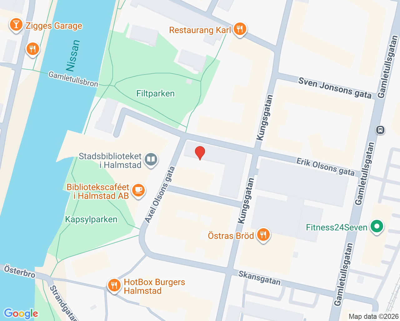 Karta till Tudorkliniken Arbetsterapi Halmstad